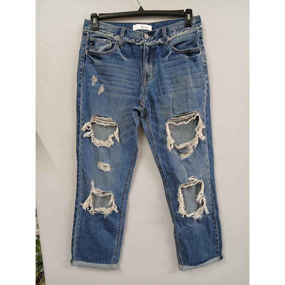 KanCan heavily distressed boyfriend jeans size 7